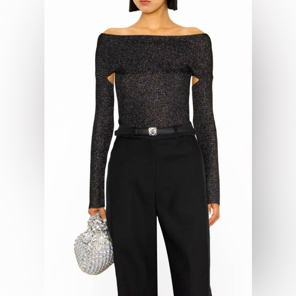 KHAITE Salma Metallic off the shoulder top